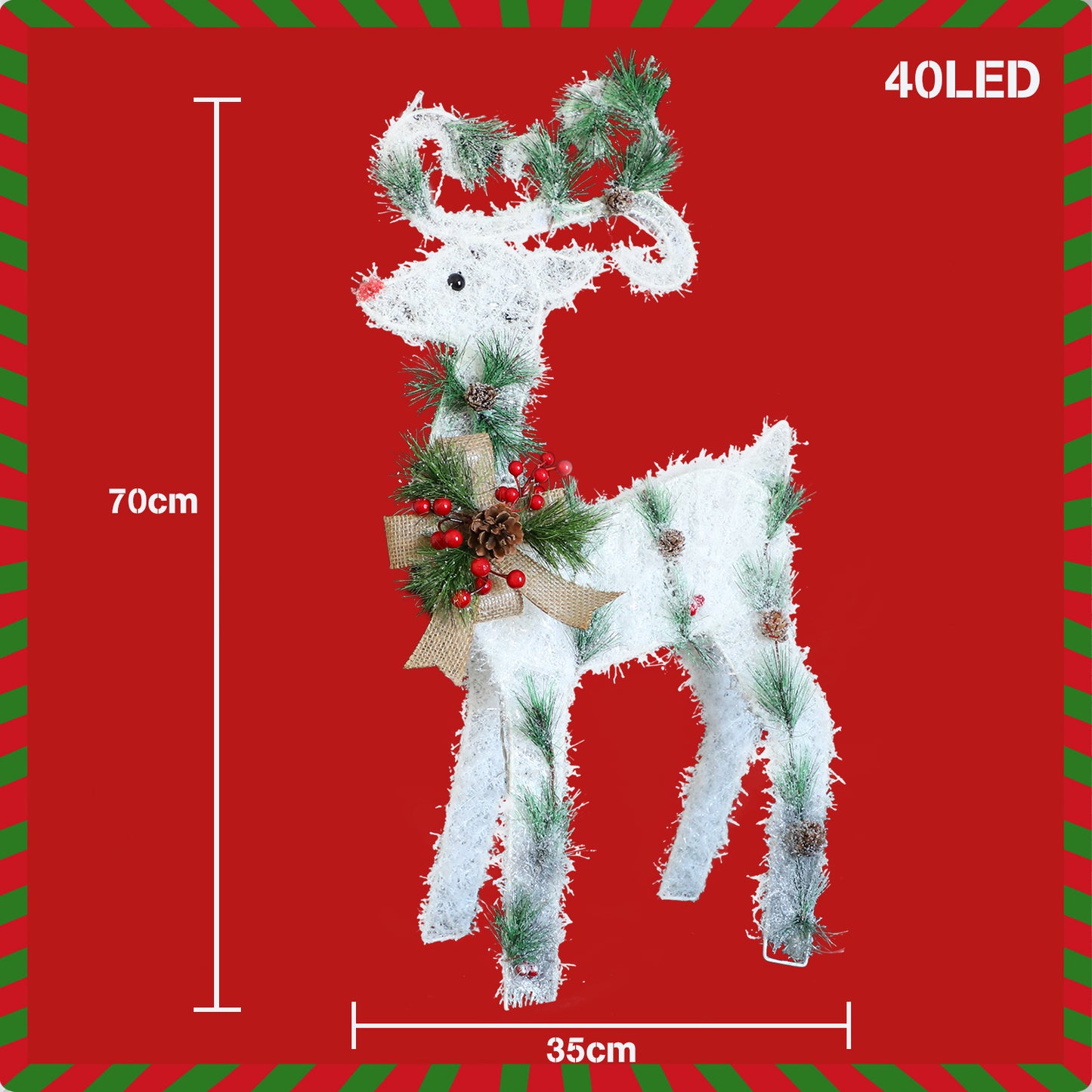 2.3FT White Snow-Frosted Standing Reindeer