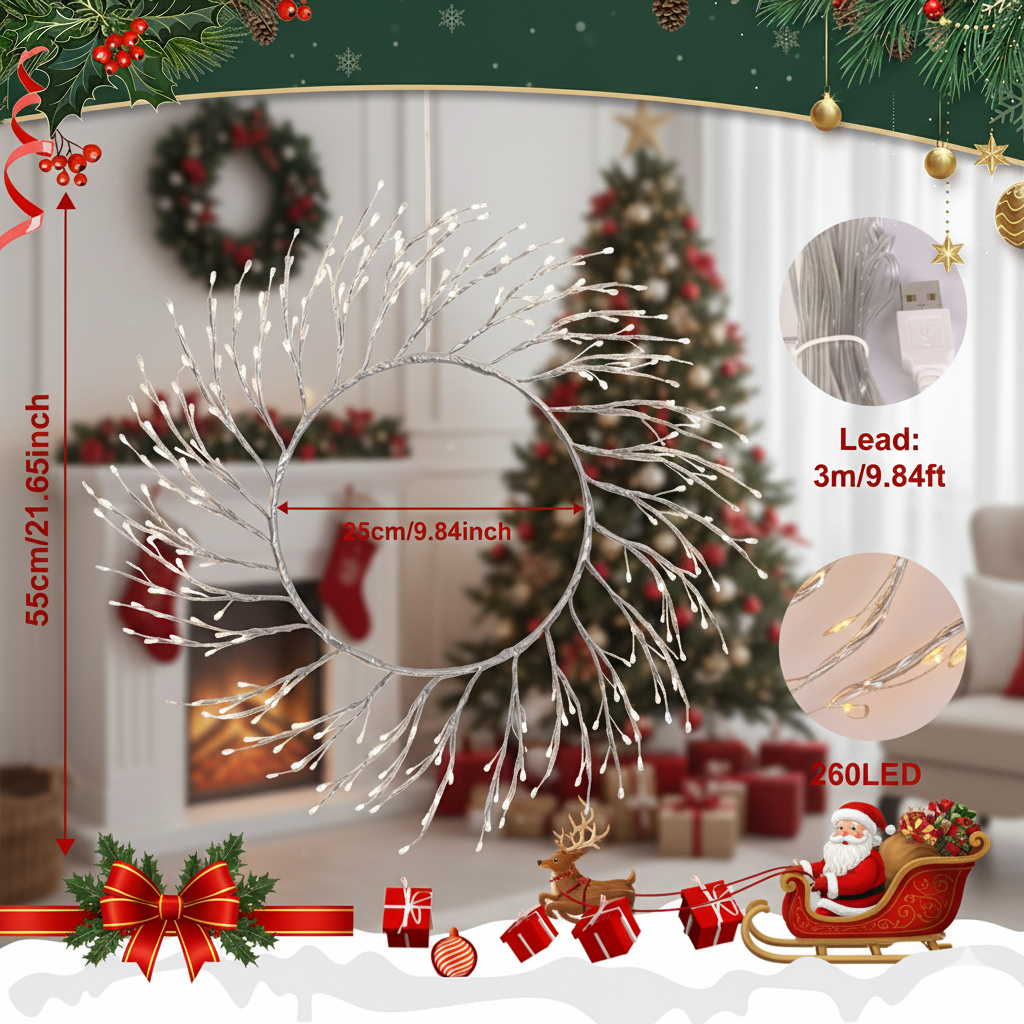 Artificial Christmas Wreath Lights