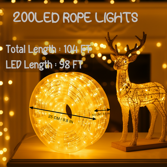 100Ft Warm White Rope String Lights
