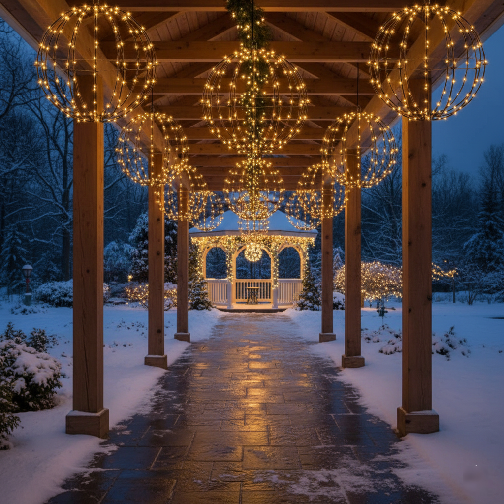20" Black Christmas Ball Lights