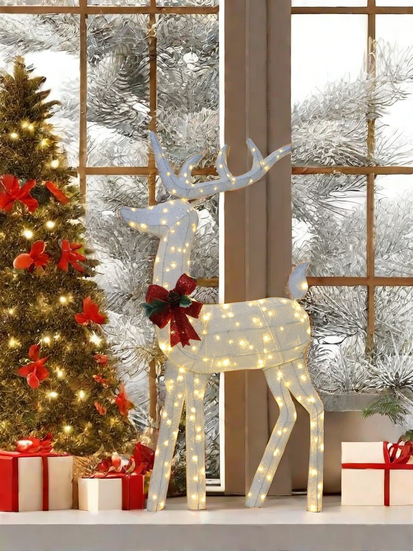 5 FT LED Reindeer Decoration with 200 Warm White Lights