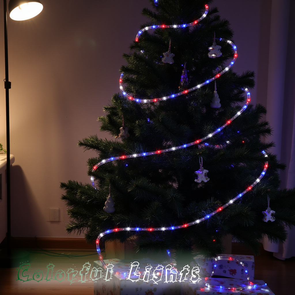 100Ft Red & Blue Rope String Lights