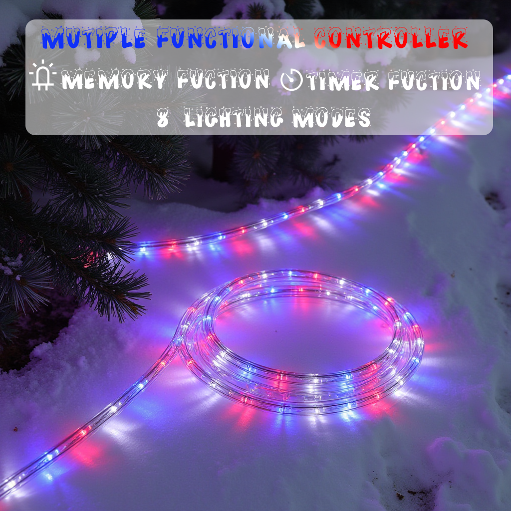 100Ft Red & Blue Rope String Lights