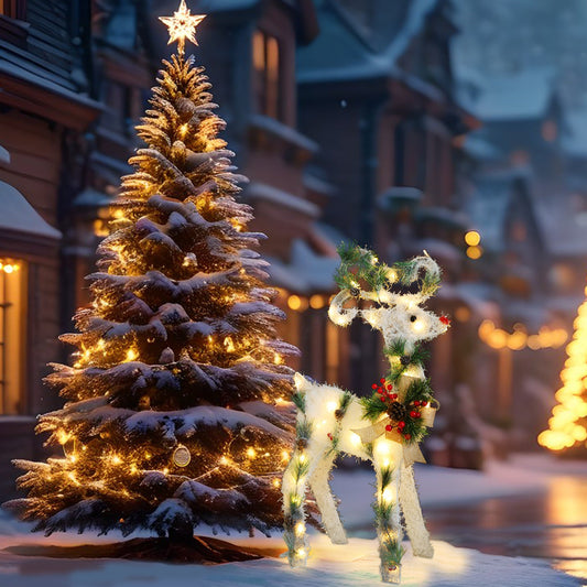 2.3FT White Snow-Frosted Standing Reindeer