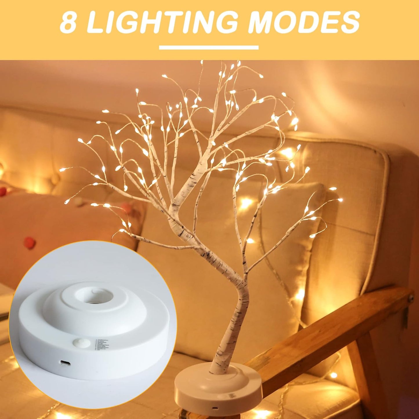 18" 108 LED Birch Tree with 8 Light Modes