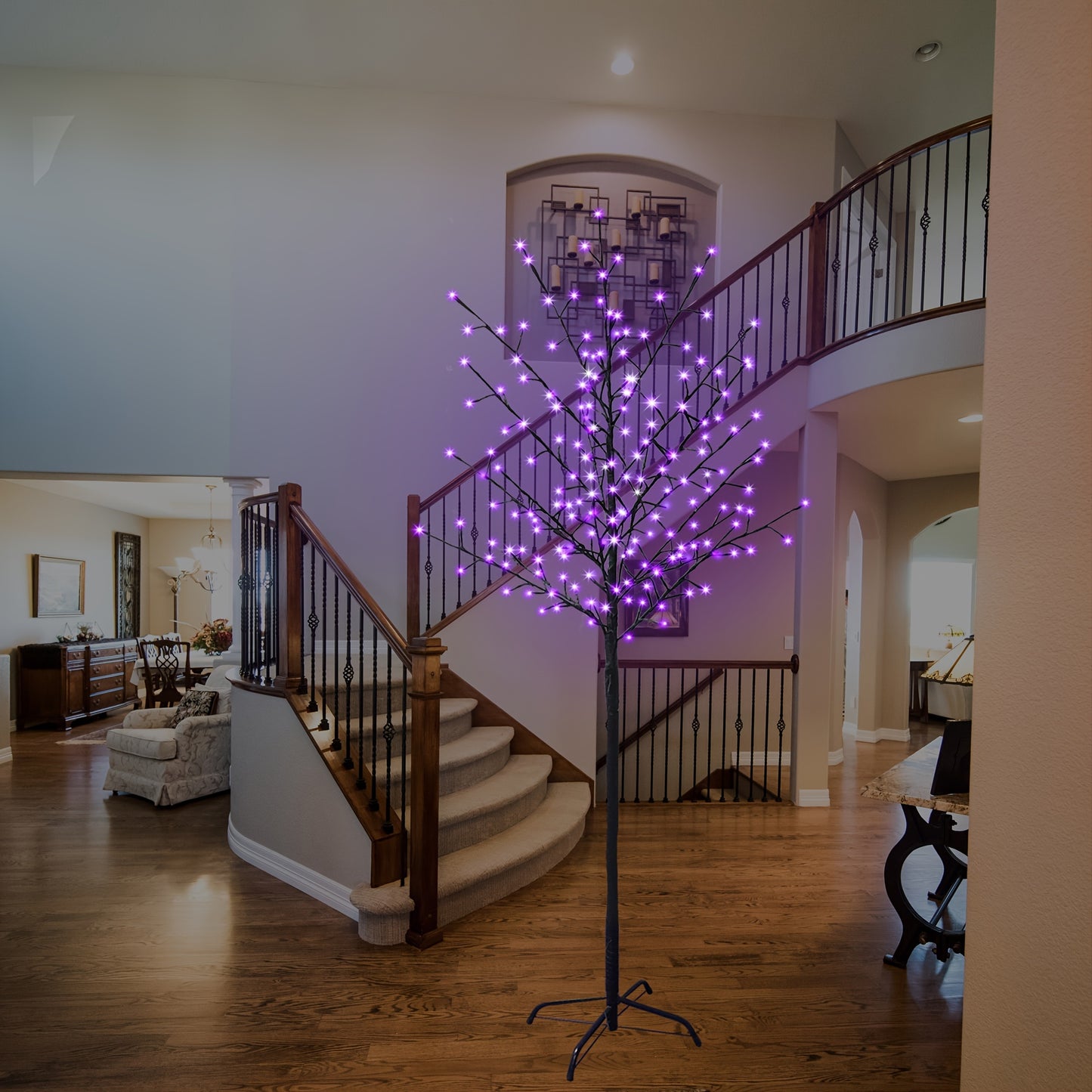 6 Ft 200 LED Purple Cherry Blossom Artificial Tree Lights