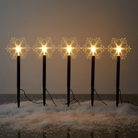 6.3FT 5 Pack Pathway Lights Snowflake Lights