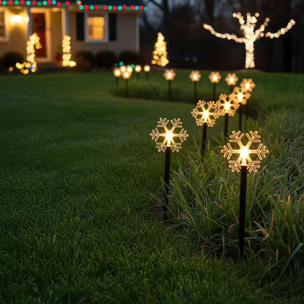 6.3FT 5 Pack Pathway Lights Snowflake Lights