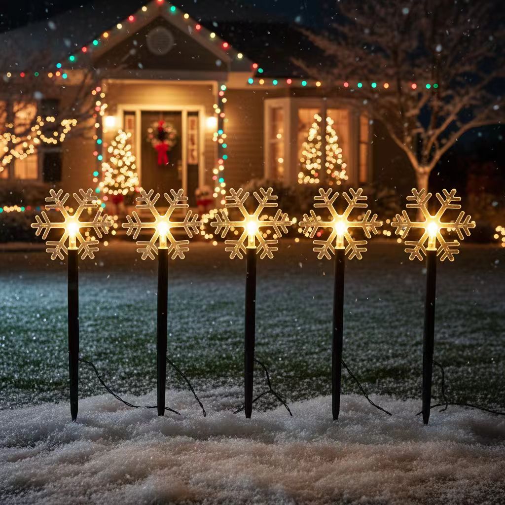 6.3FT 5 Pack Pathway Lights Snowflake Lights