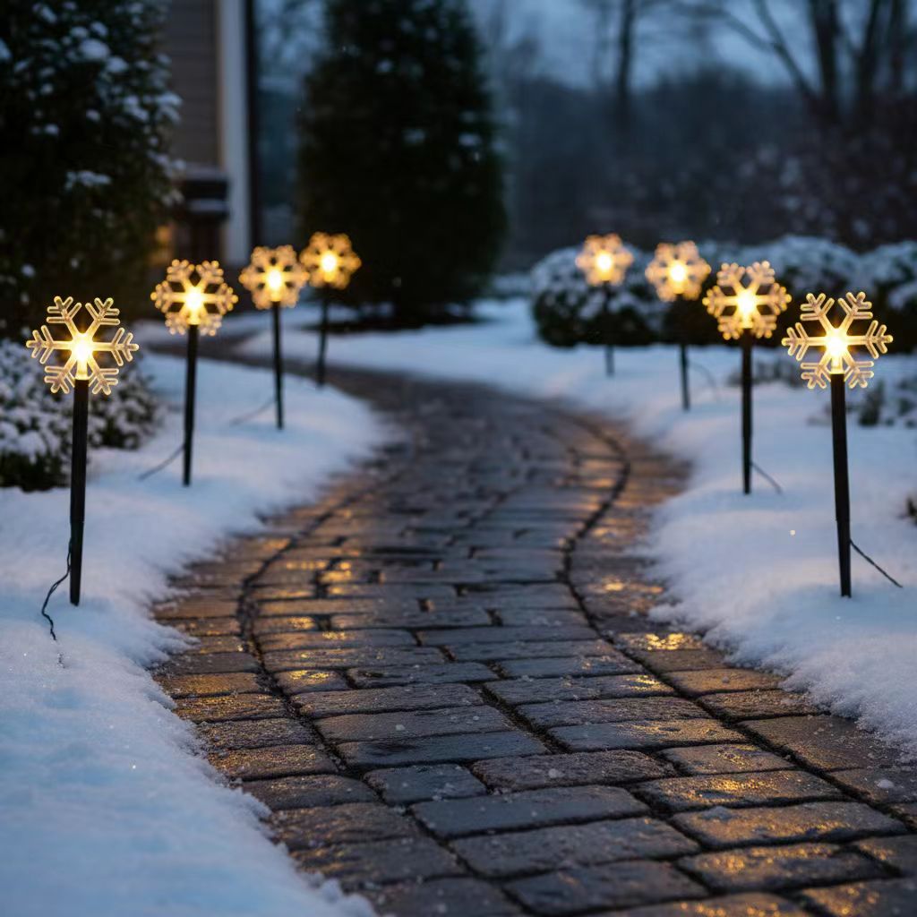 6.3FT 5 Pack Pathway Lights Snowflake Lights