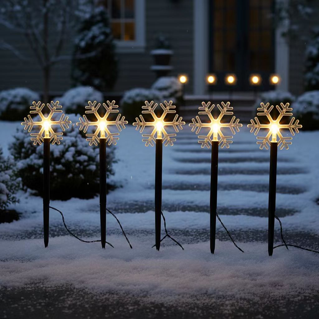 6.3FT 5 Pack Pathway Lights Snowflake Lights