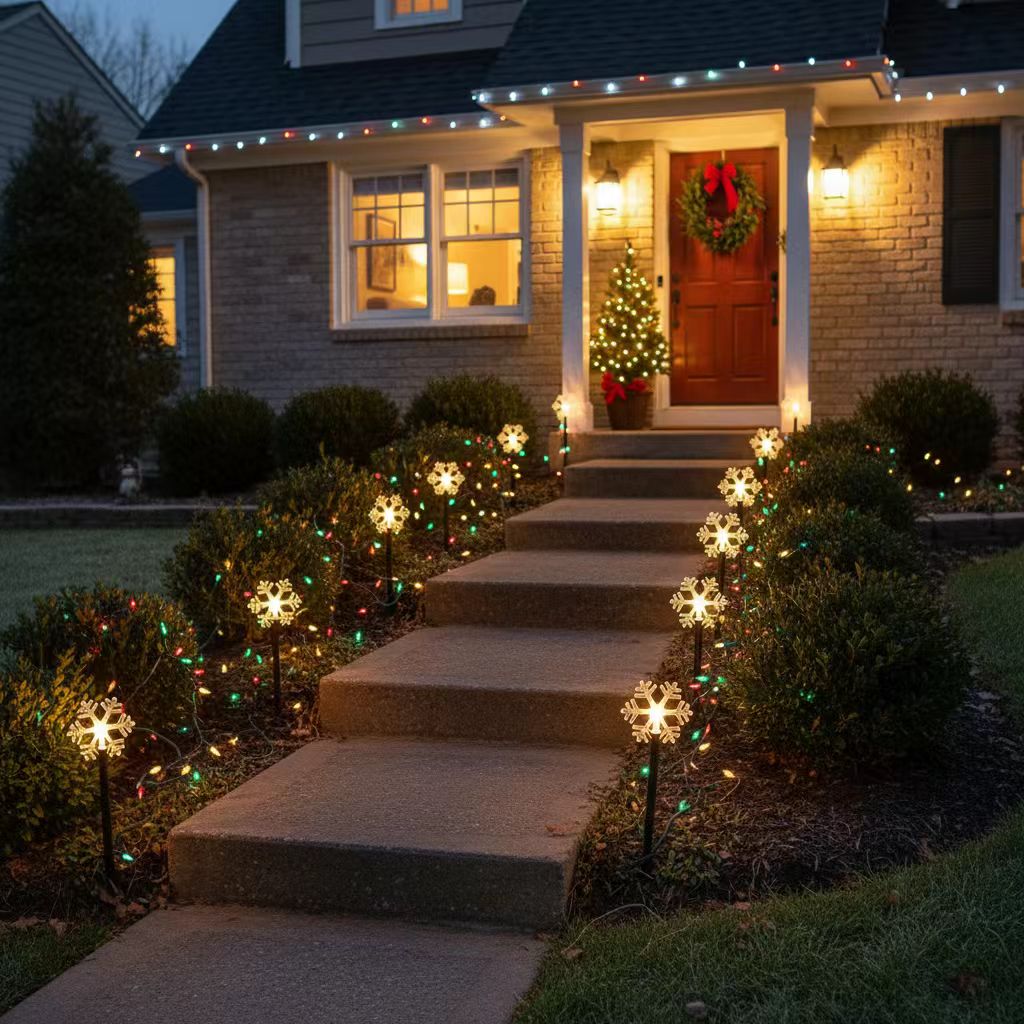 6.3FT 5 Pack Pathway Lights Snowflake Lights