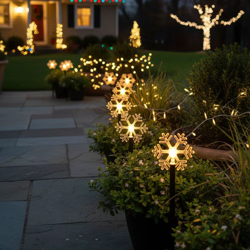 6.3FT 5 Pack Pathway Lights Snowflake Lights