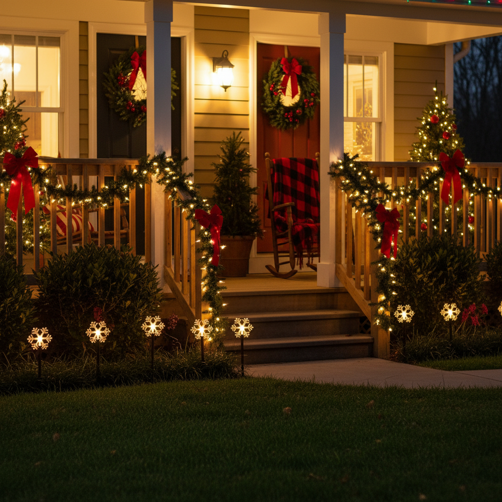 6.3FT 5 Pack Pathway Lights Snowflake Lights