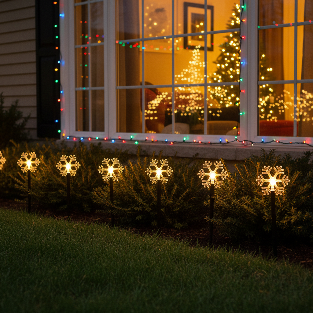 6.3FT 5 Pack Pathway Lights Snowflake Lights