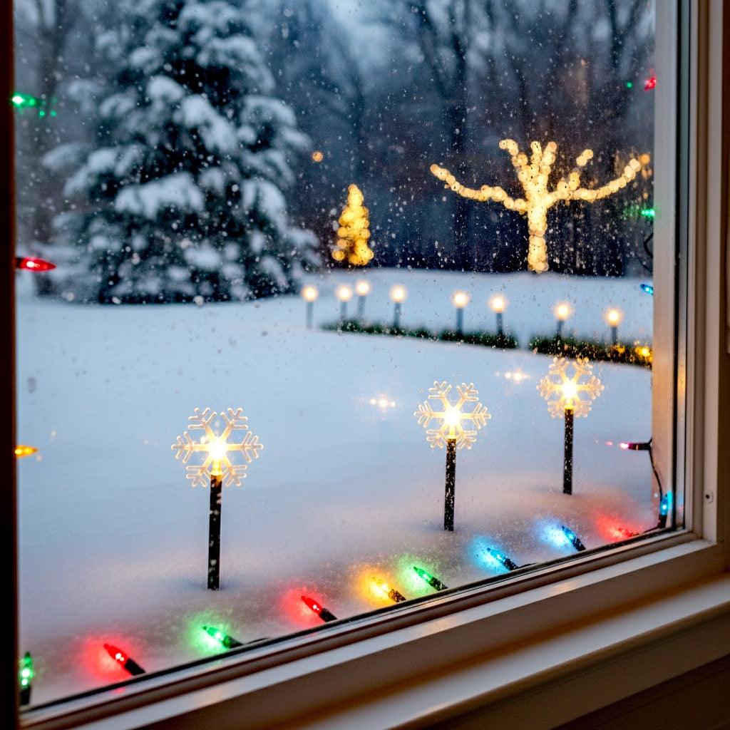 6.3FT 5 Pack Pathway Lights Snowflake Lights