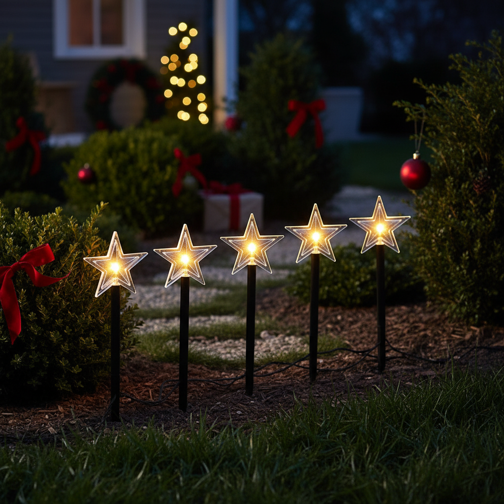 6.3FT 5 Pack Pathway Lights Christmas Stars Lights