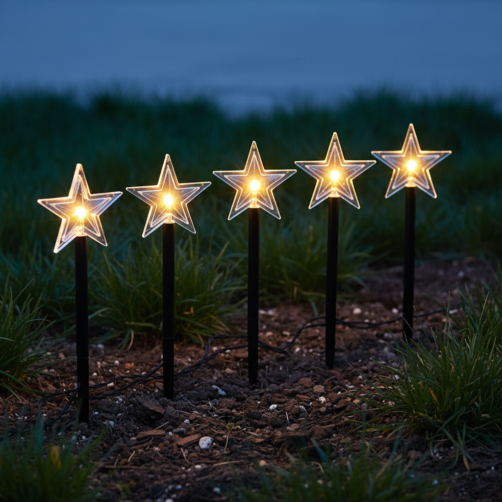 6.3FT 5 Pack Pathway Lights Christmas Stars Lights