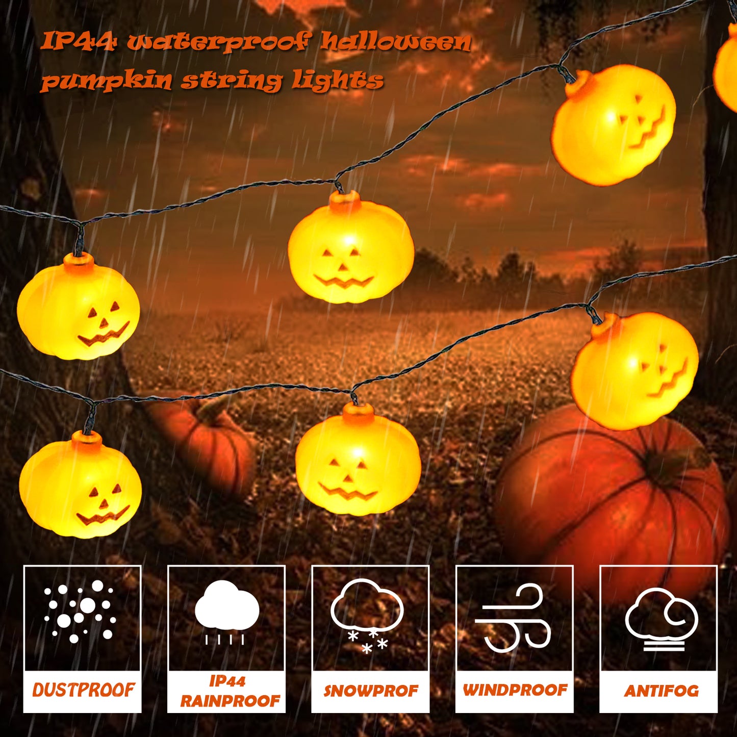 11 FT 20 LED Halloween Pumpkin String Lights