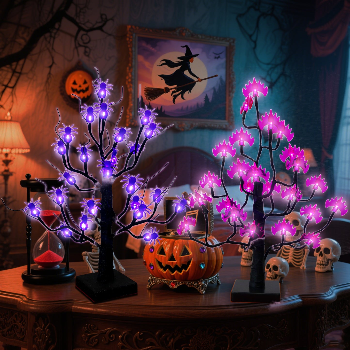 Spooky LED Bonsai Tree with Spiders & Bats