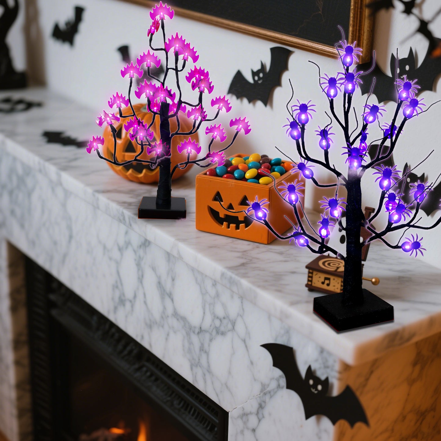 Spooky LED Bonsai Tree with Spiders & Bats