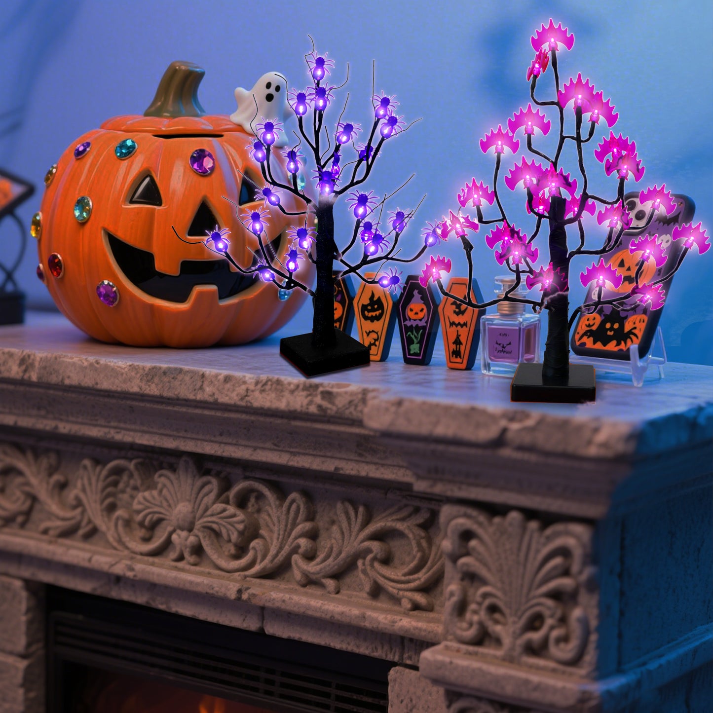 Spooky LED Bonsai Tree with Spiders & Bats