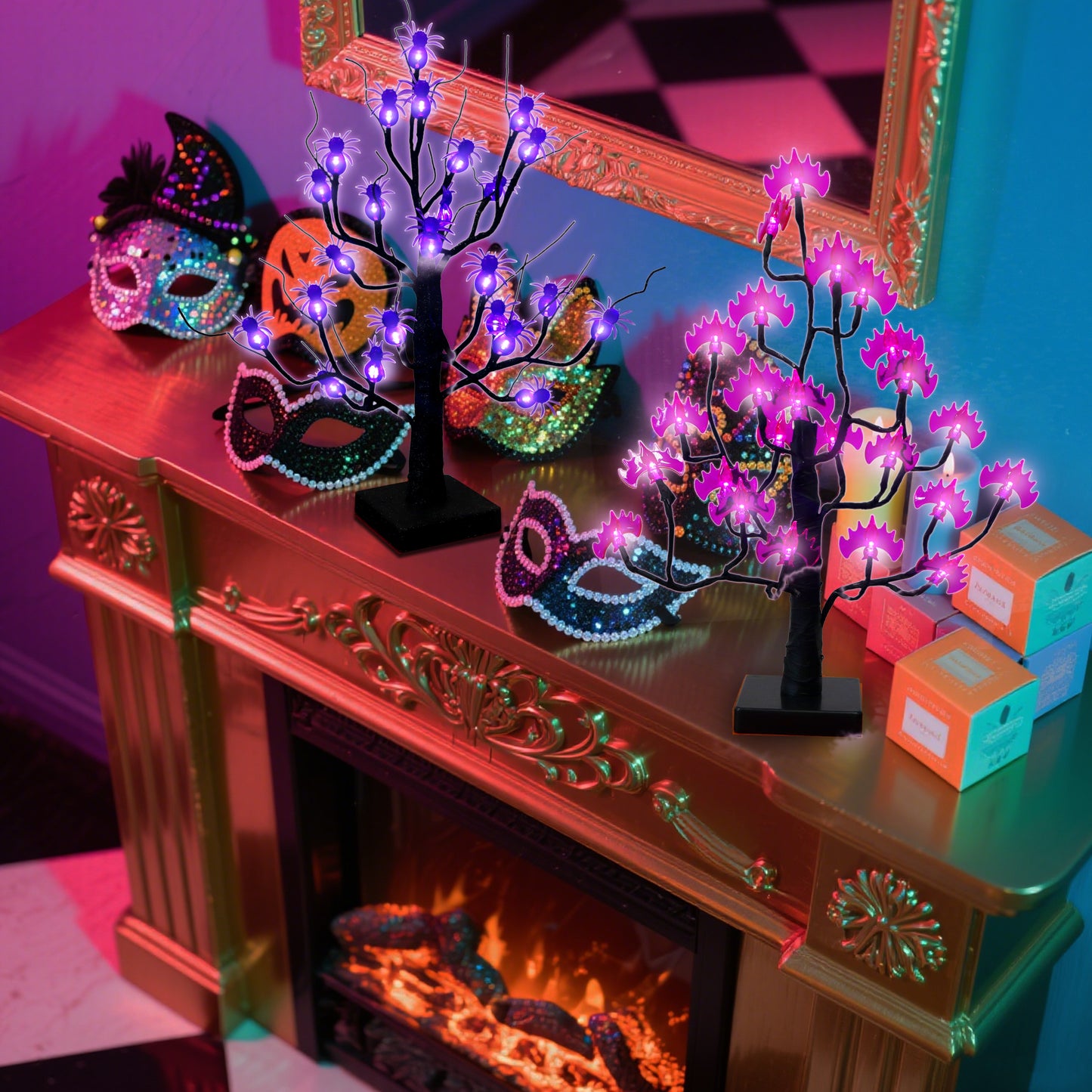 Spooky LED Bonsai Tree with Spiders & Bats
