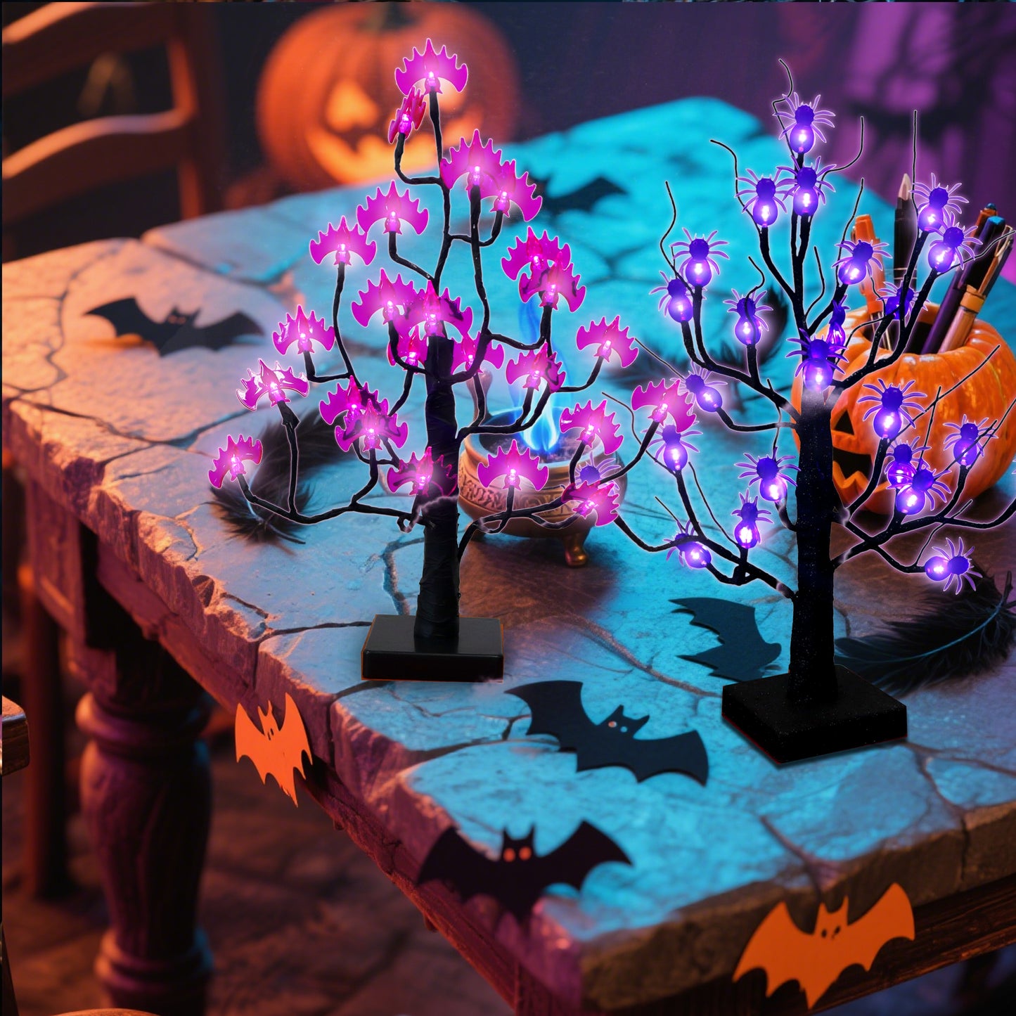 Spooky LED Bonsai Tree with Spiders & Bats