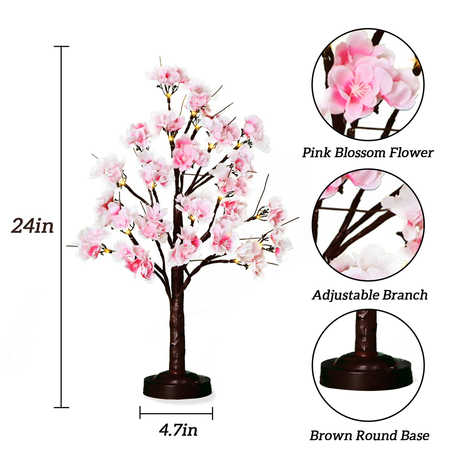 18" Pink Blossom Tree Light