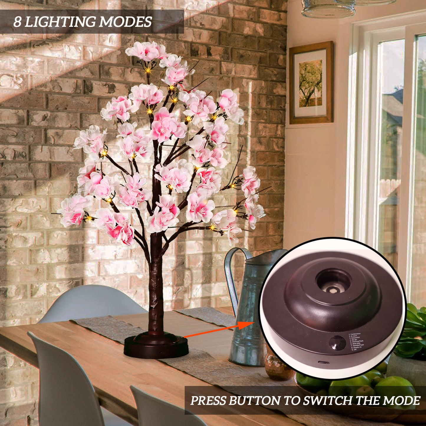 18" Pink Blossom Tree Light