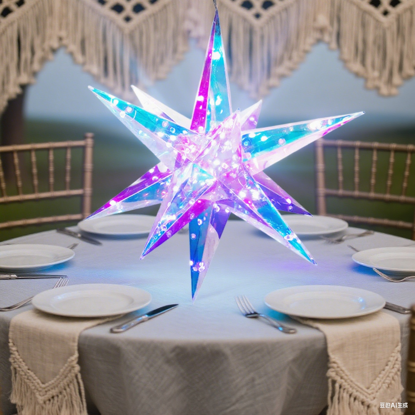23" Colorful Hanging Iridescent Moravian Star Light