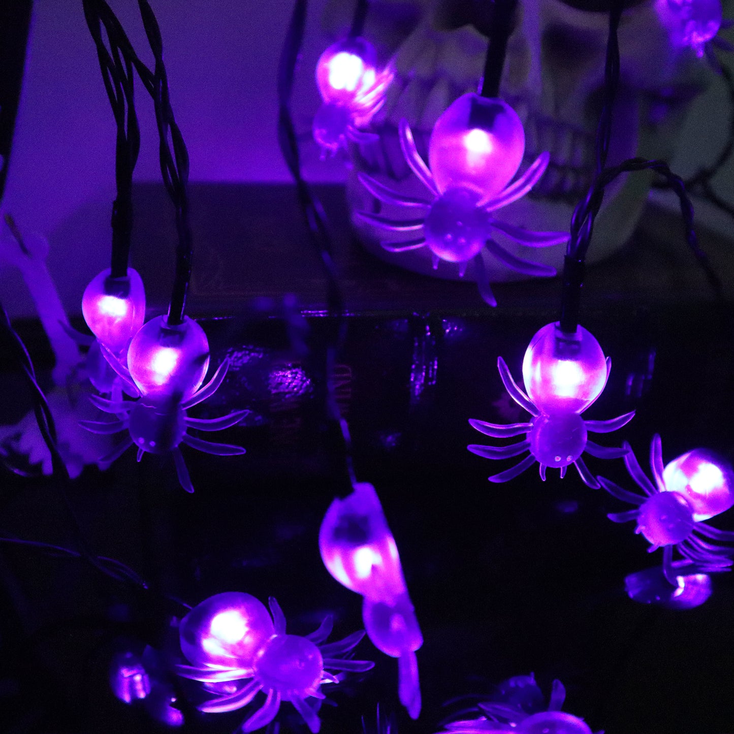 16.5 FT 30 LED Halloween Spider String Lights