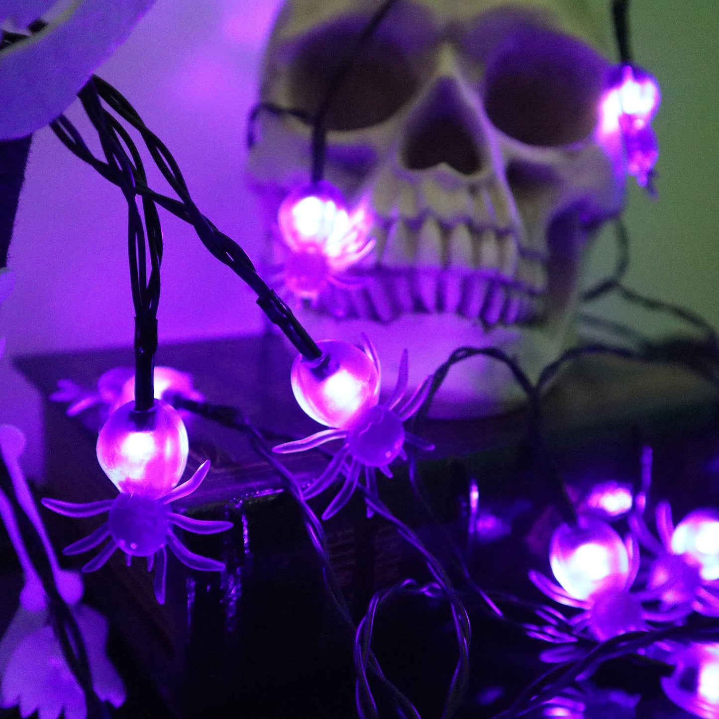 16.5 FT 30 LED Halloween Spider String Lights