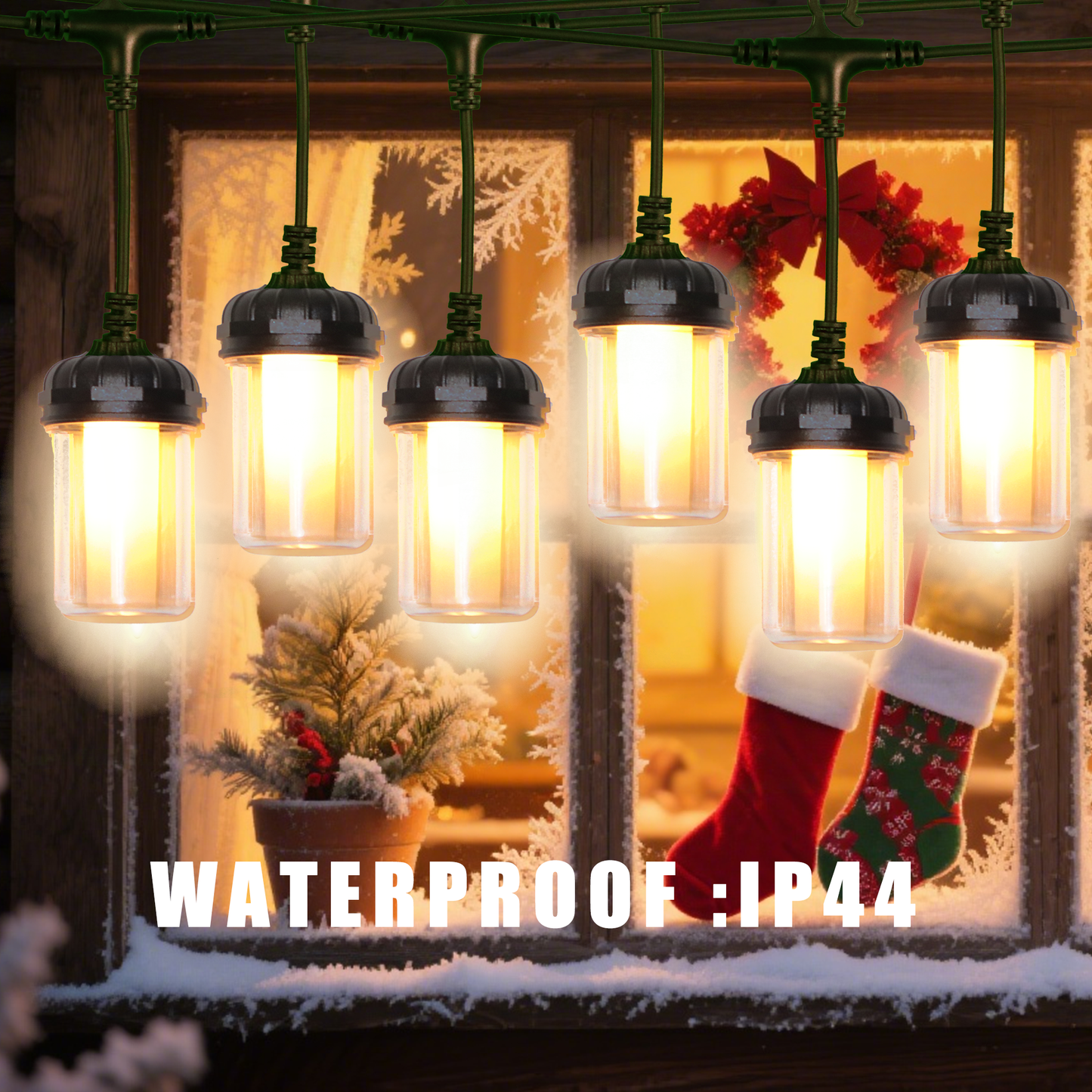 23 ft Flickering Flame LED String Lights
