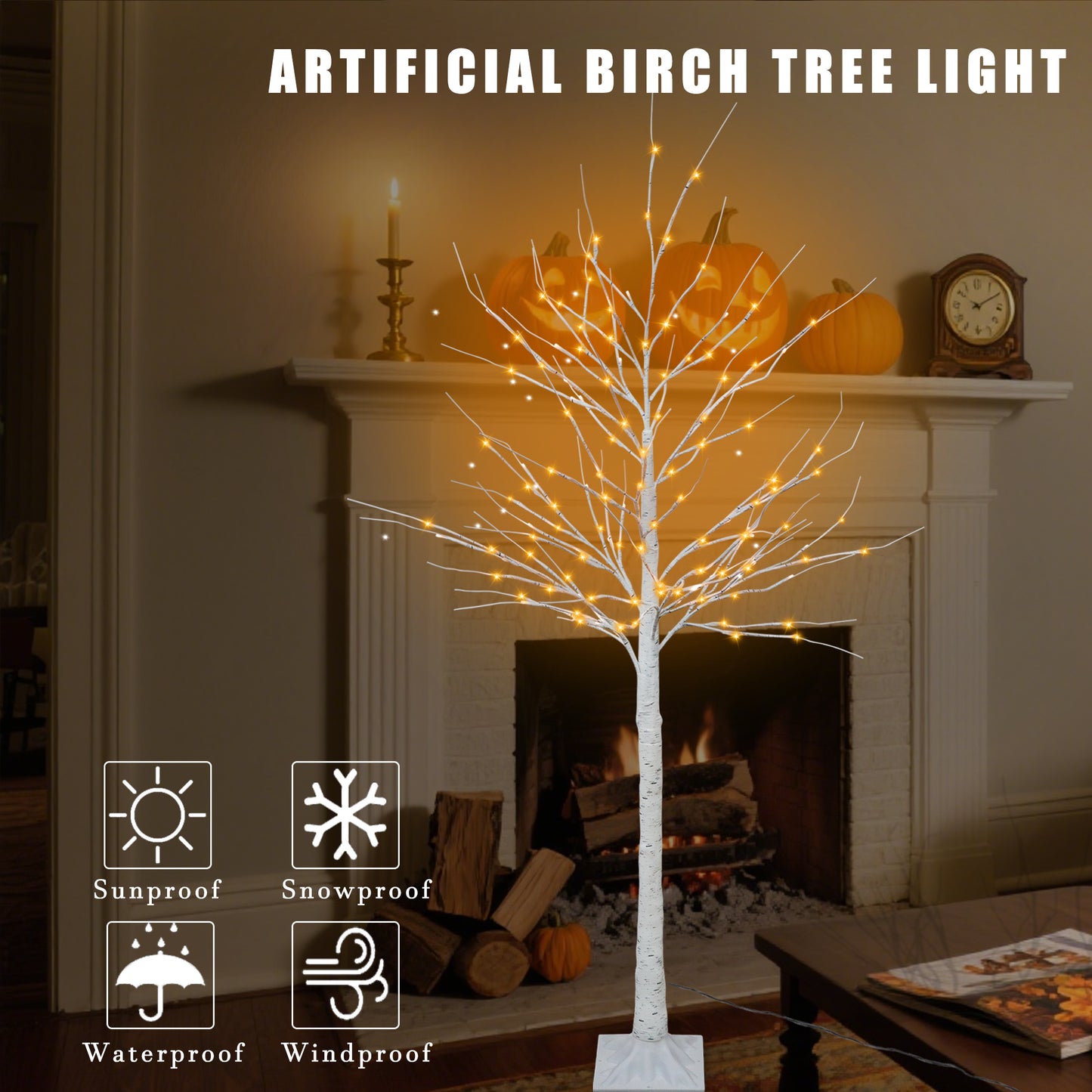 6 FT 128 LED Artificial Birch Tree Lights(Plug In)