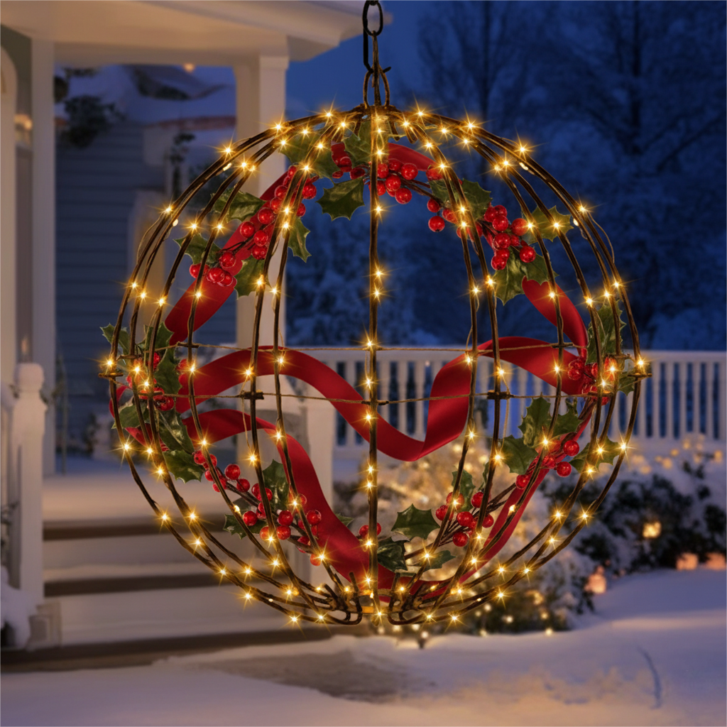 20" Black Christmas Ball Lights