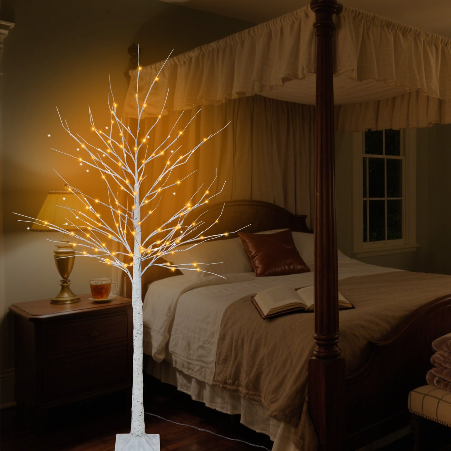 6 FT 128 LED Artificial Birch Tree Lights(Plug In)