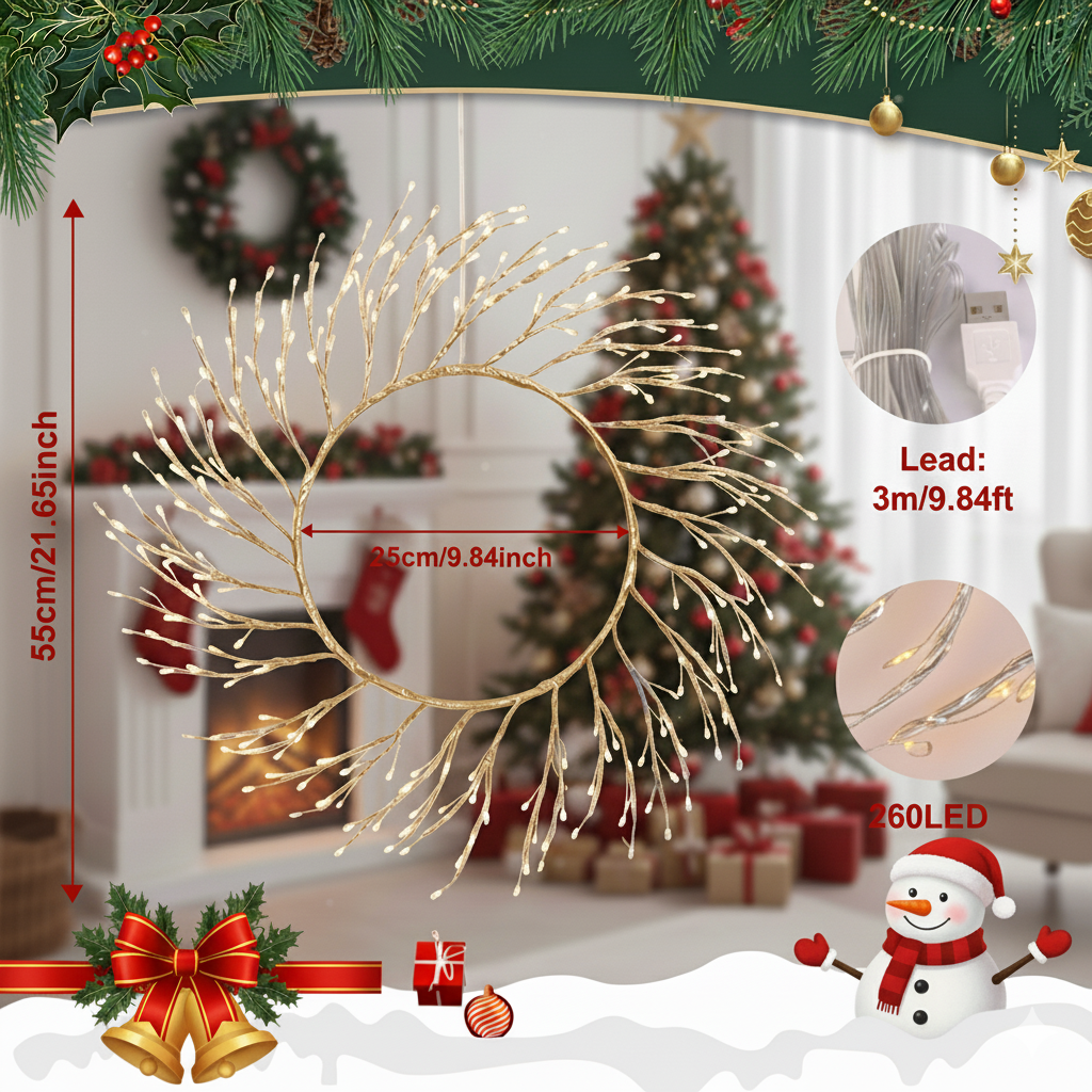 Artificial Christmas Wreath Lights