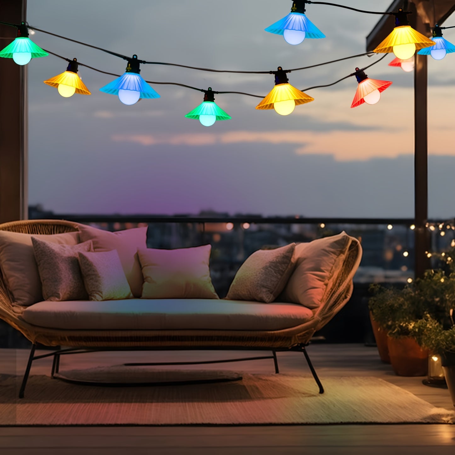 16.4 FT 10 LED String Lights with Multi-Petal Shades
