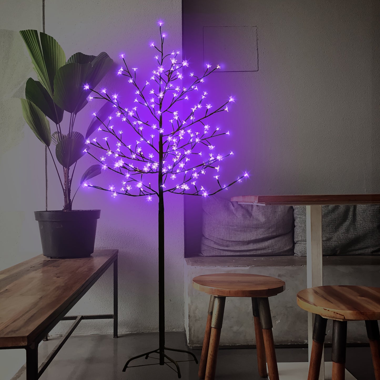 6 Ft 200 LED Purple Cherry Blossom Artificial Tree Lights