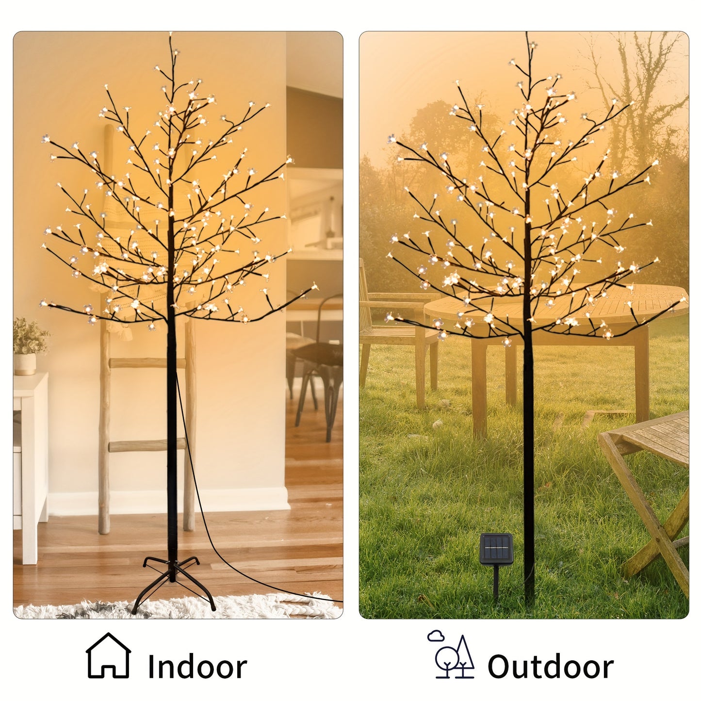 6 Ft 200 LED Warm White Cherry Blossom Artificial Tree Lights