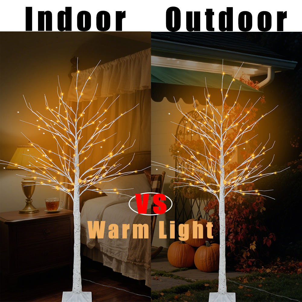 6 FT 128 LED Artificial Birch Tree Lights(Plug In)