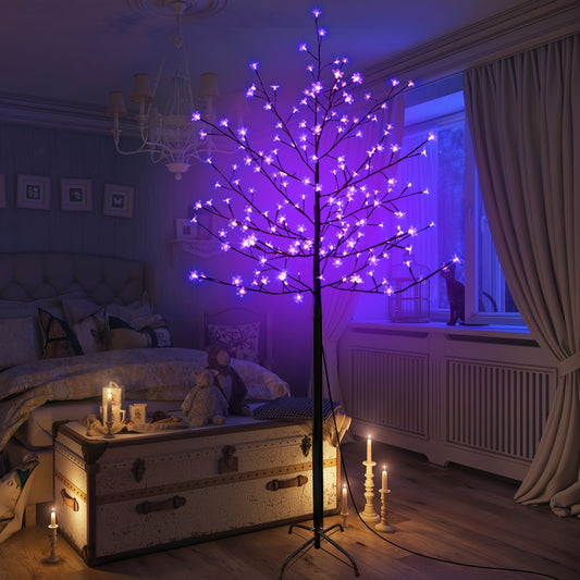 6 Ft 200 LED Purple Cherry Blossom Artificial Tree Lights