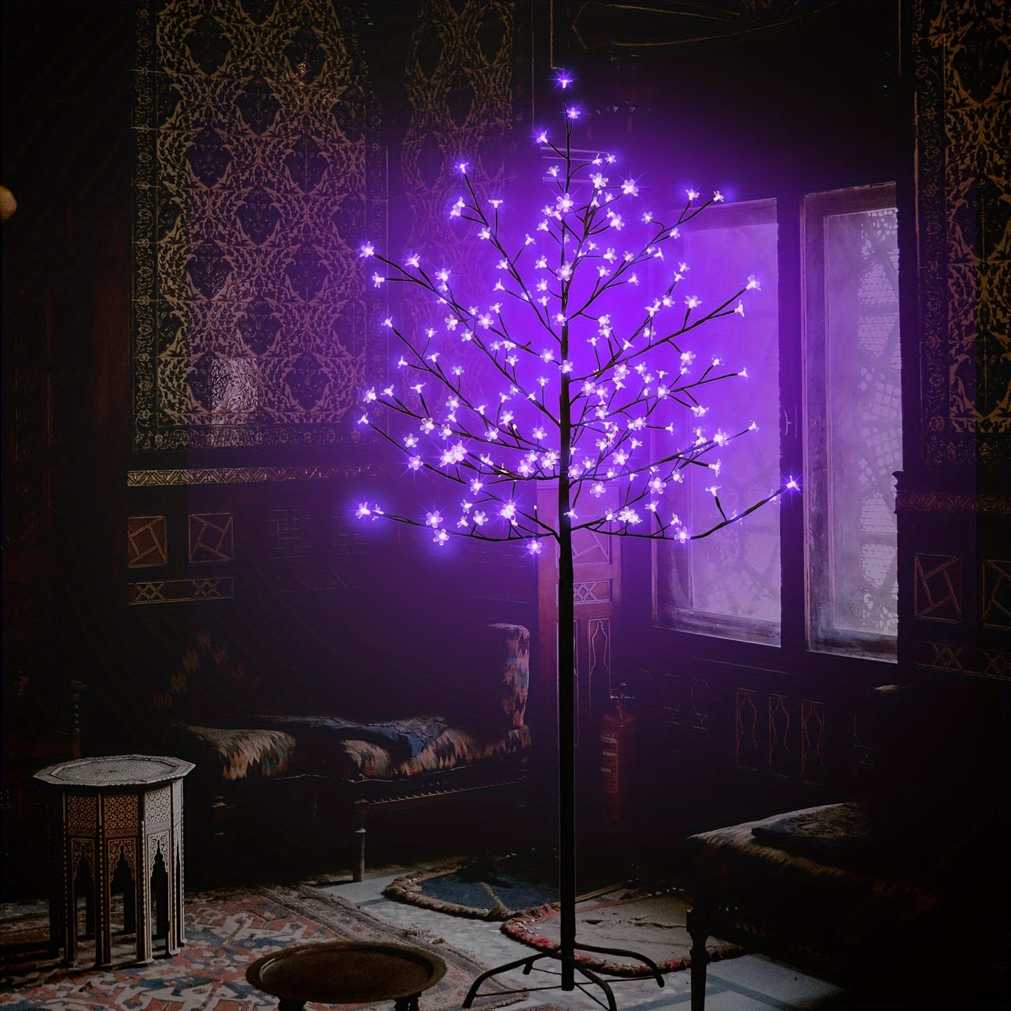 6 Ft 200 LED Purple Cherry Blossom Artificial Tree Lights
