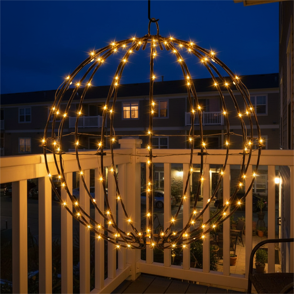 20" Black Christmas Ball Lights