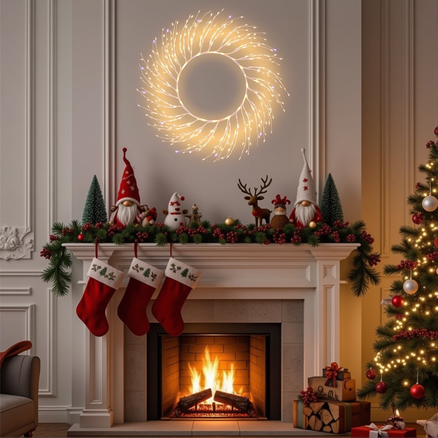 Artificial Christmas Wreath Lights