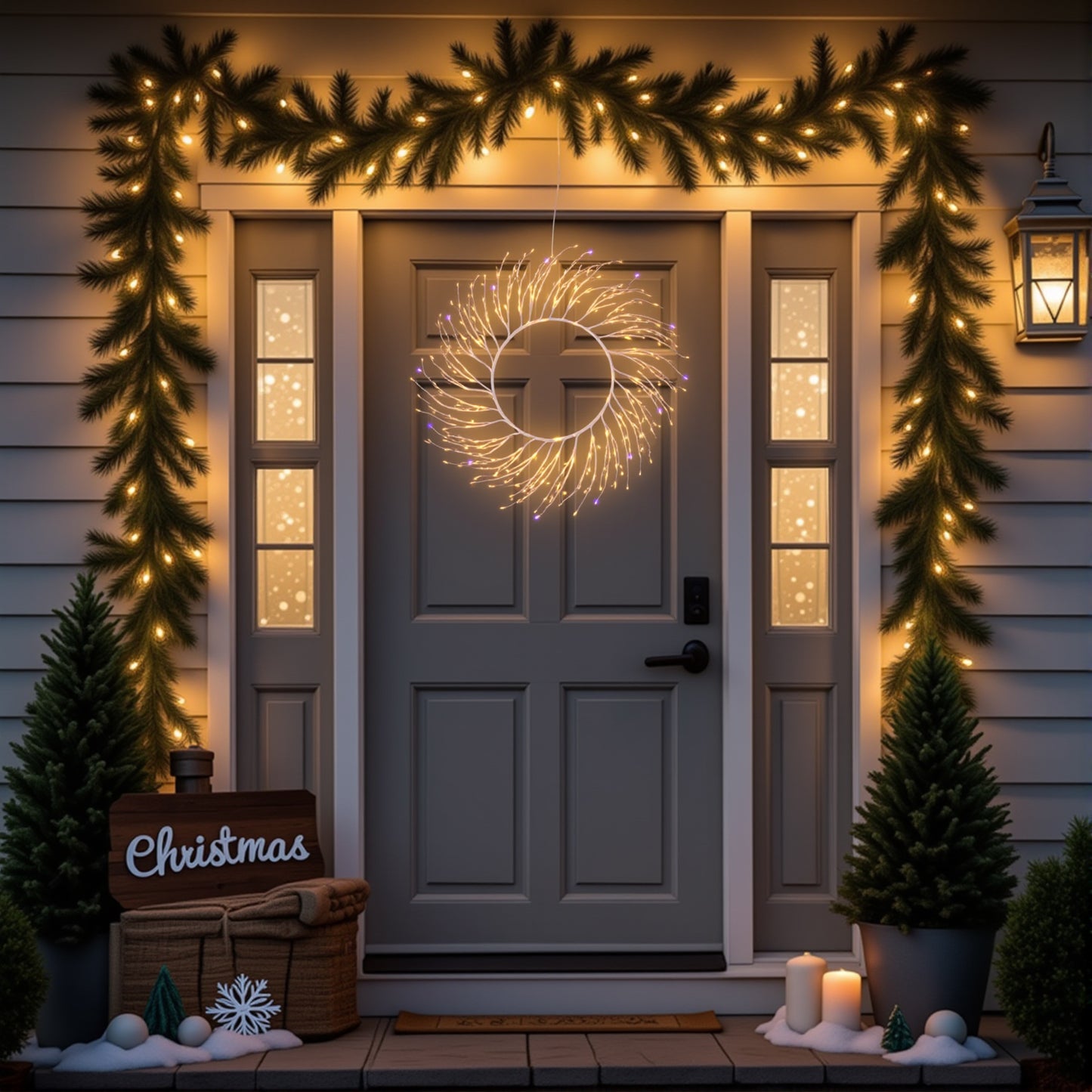Artificial Christmas Wreath Lights