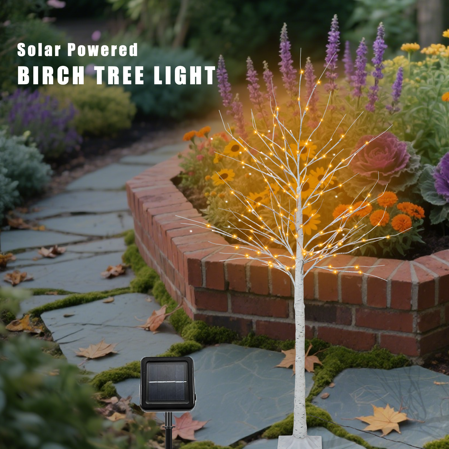 Solar 128 LED Artificial Birch Tree Lights