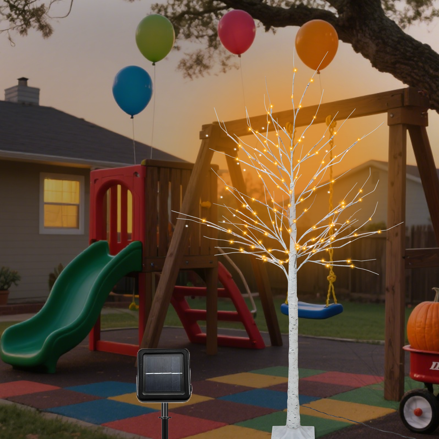 Solar 128 LED Artificial Birch Tree Lights