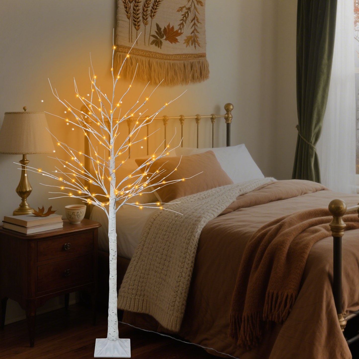 Solar 128 LED Artificial Birch Tree Lights